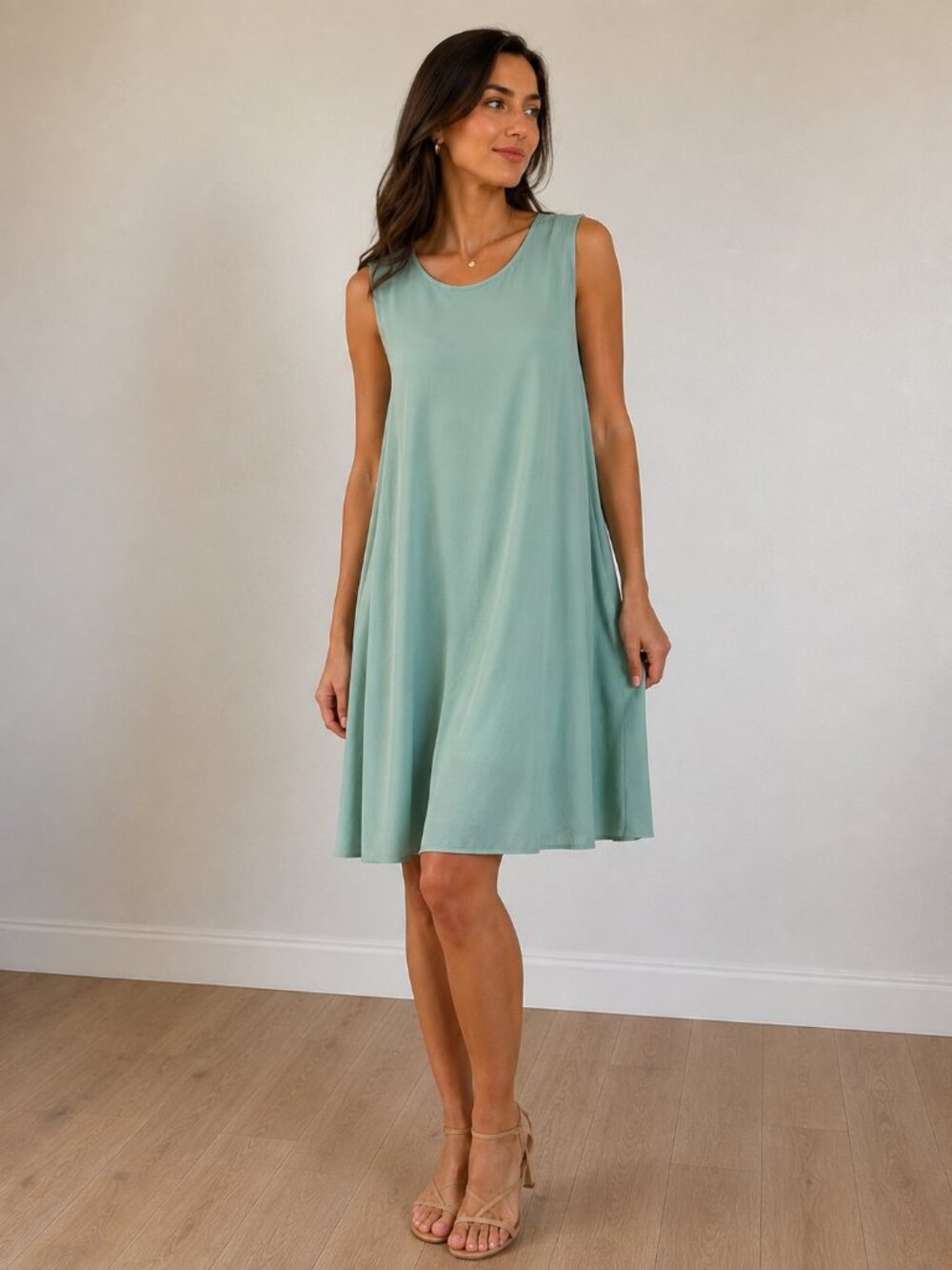 Nicole Summers Women’s 100% Silk Sleeveless Shift Dress Mint Green NWT Size XL